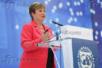 IMF Managing Director Georgieva delivers remarks at the IMF headquarters in Washington, D.C.