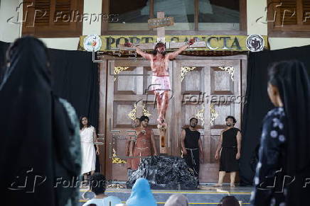 Good Friday procession at St. Matthew the Evangelist Church in Jakarta