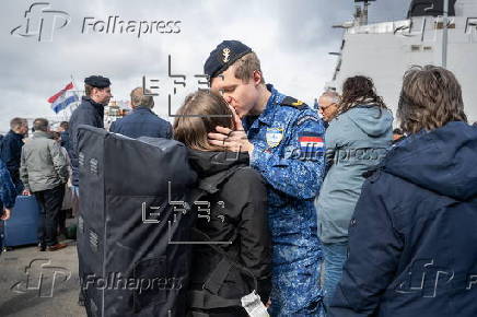 Navy ship Zr.Ms. Tromp returns home after deployment in the Baltic Sea and Arctic