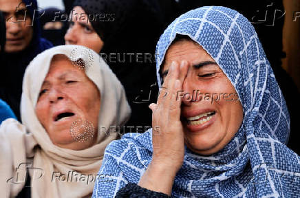 Funeral of Palestinians killed in Israeli strikes, in Khan Younis