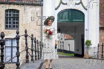 Queen Mathilde of Belgium visits the Beguinage 'Ten Wijngaerde' in Bruges