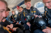 U.S. Army Golden Knights parachute team perform during the Twilight Tattoo ceremony