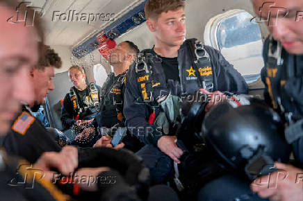 U.S. Army Golden Knights parachute team perform during the Twilight Tattoo ceremony
