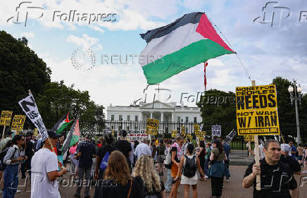 Protesters rally outside White House against Israel-Iran war, in Washington