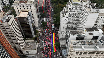 LGBTQ+ annual Pride parade in Sao Paulo, Brazil