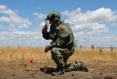 Russian sappers demine area in Donetsk region amid Russia-Ukraine conflict
