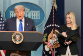 U.S. President Trump speaks to the media at the White House in Washington