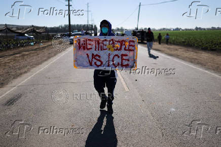 U.S. federal agents and immigration officers raid an agricultural facility in Camarillo