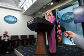 White House Press Secretary Leavitt holds a briefing at the White House in Washington