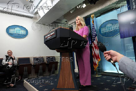 White House Press Secretary Leavitt holds a briefing at the White House in Washington