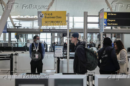 Real ID signage is seen at John F. Kennedy International Airport (JFK) in New York City