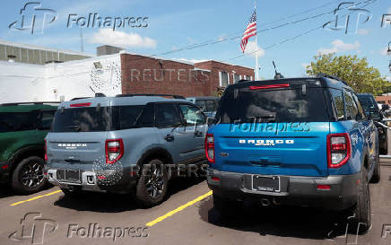 2025 Ford Bronco Sport vehicles sit on a dealership lot for sale in Dearborn, Michigan