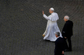 Pope Leo XIV leads Regina Caeli prayer from St Peter's Basilica, at the Vatican