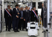 French President Macron inaugurates EssilorLuxottica laboratory in Wissous
