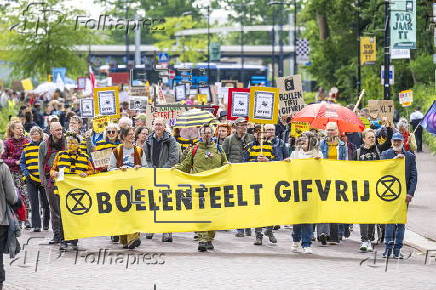 Extinction Rebellion (XR) campaign against flower bulb cultivation in Assen