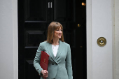 Britain's Chancellor of the Exchequer Reeves leaves 11 Downing Street, in London