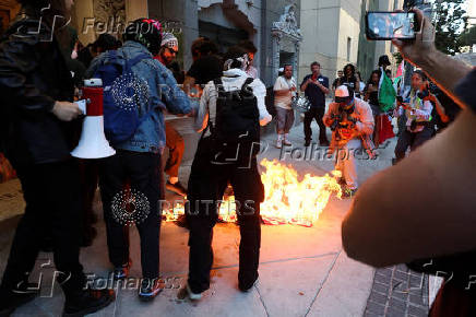 Protest against federal immigration sweeps, in Los Angeles