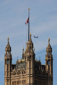 UK Parliament flags at half-mast following the death of Pope Francis