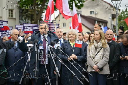 Polish presidential candidatee Karol Nawrocki campaigns in Wegrow