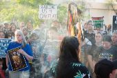 Protest to stop the sale of Oak Flat, land considered sacred by the Apache, to Resolution Copper in Phoenix, Arizona
