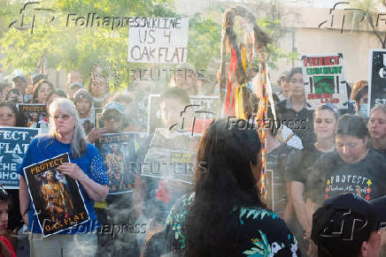 Protest to stop the sale of Oak Flat, land considered sacred by the Apache, to Resolution Copper in Phoenix, Arizona