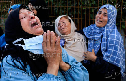 Funeral of Palestinians killed in Israeli strikes, in Khan Younis