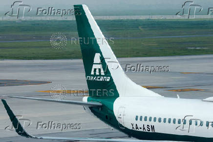 Planes of military-run airline Mexicana de Aviacion are parked at Felipe Angeles International Airport (AIFA), in Zumpango