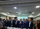 Com Ciro (centro) e Márcio França (dir.), PDT e PSB celebram aliança em São Paulo