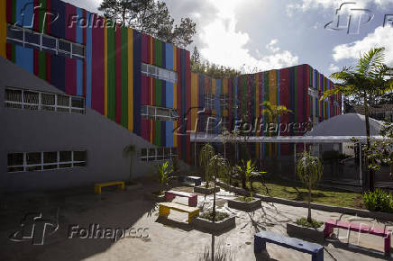 Área externa da Escola Mais no Jardim Marajoara, em SP