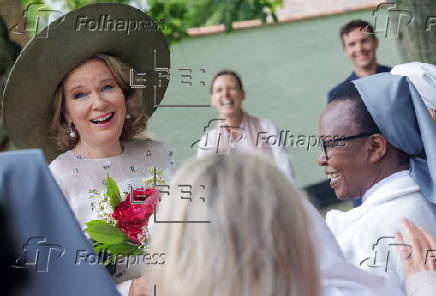 Queen Mathilde of Belgium visits the Beguinage 'Ten Wijngaerde' in Bruges