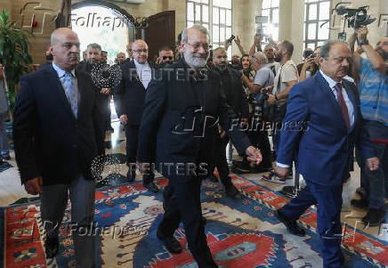 Iran's Supreme National Security Council Secretary Ali Larijani arrives to meet with Lebanese Parliament Speaker Nabih Berri, in Beirut