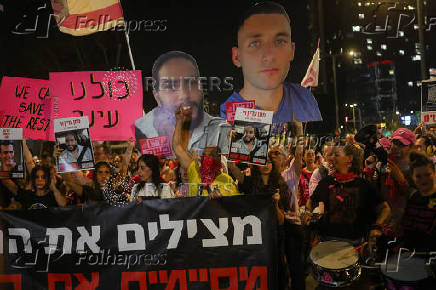 Protest in support of Israeli hostages in Gaza and against Israeli government, in Tel Aviv