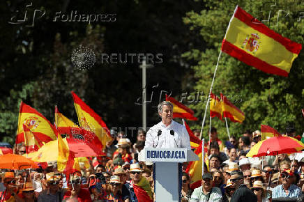 Spain's opposition party, the PP, holds a protest against the government of Prime Minister Pedro Sanchez, in Madrid