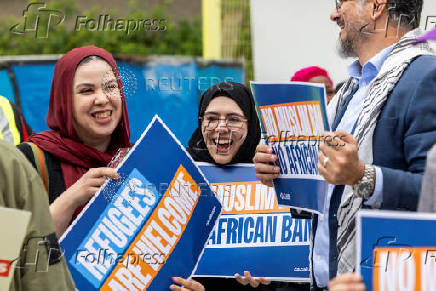 Protest against President Trump's new sweeping travel ban at LAX