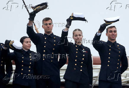 Spain's Princess Leonor onboard on the Spanish navy training ship Juan Sebastian de Elcano, arrives to Valparaiso