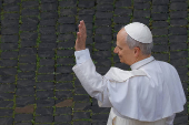 Pope Leo XIV leads Regina Caeli prayer from St Peter's Basilica, at the Vatican