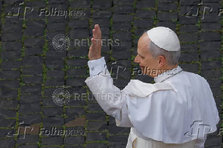 Pope Leo XIV leads Regina Caeli prayer from St Peter's Basilica, at the Vatican