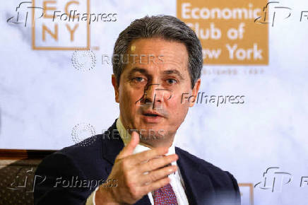 FILE PHOTO: St. Louis Fed President Alberto Musalem speaks to the Economic Club of New York