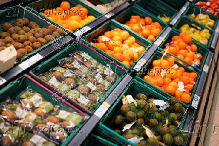 FILE PHOTO: Fruit is displayed for sale inside a supermarket in London