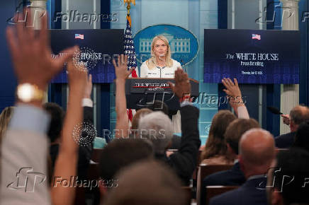White House Press Secretary Leavitt holds a press briefing at the White House in Washington