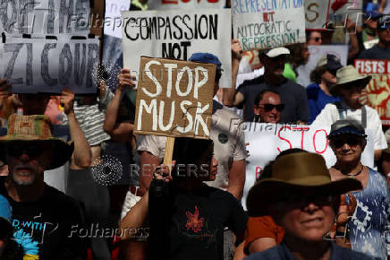 Anti-Trump 'Hands Off!' protest, in Asheville
