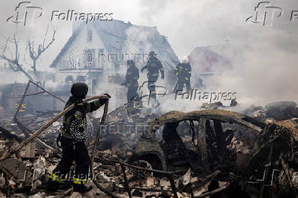 Aftermath of a Russian attack in Kyiv region