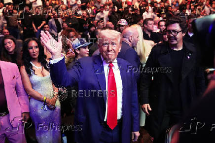 U.S. President Donald Trump attends the UFC-316 mixed martial arts event, in Newark