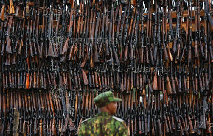Destruction of an assortment of illicit firearms and small weapons recovered during various security operations in Bulbul area of Ngong district