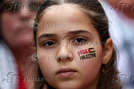 Protest against conditions in Gaza, demanding that the caretaker government impose sanctions against Israel, in Brussels