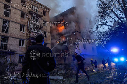 Aftermath of a Russian drone strike in Kyiv
