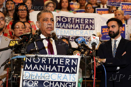 U.S. Rep. Espaillat (D-NY) and NY mayoral candidate Mamdani attend a press conference, in New York City