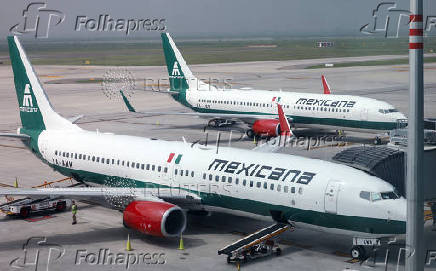 Planes of military-run airline Mexicana de Aviacion are parked at Felipe Angeles International Airport (AIFA), in Zumpango