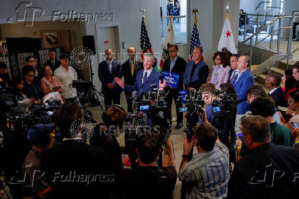 California Gov. Gavin Newsom makes redistricting announcement in Los Angeles, CA