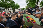 Polish presidential candidatee Karol Nawrocki campaigns in Wegrow